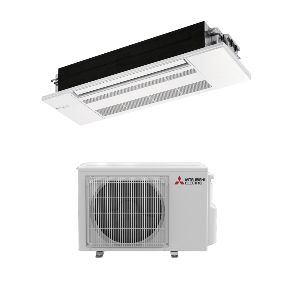 Mitsubishi MLZ-KX09NL & SUZ-AA09NL 9,000 BTU 21.6 SEER2 One-Way Ceiling Cassette Heat Pump System (w/ Grille) - R454B