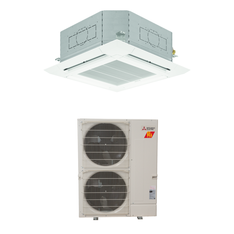 Mitsubishi PLA-AE36NL & PUZ-AK36NLHZ 36,000 BTU 23.3 SEER2 Ceiling Cassette Hyper Heat Pump System - R454B