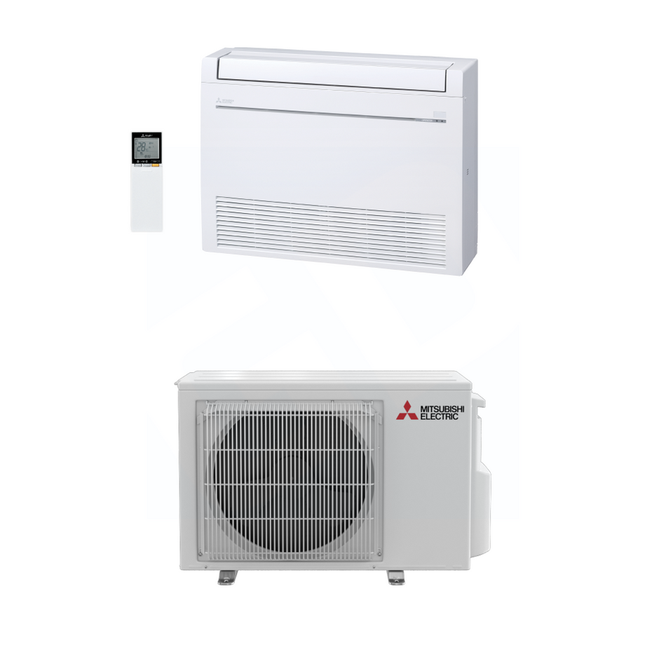 Mitsubishi MFZ-KX15NL & SUZ-AA15NL 15,000 BTU 20.1 SEER2 Floor-Mounted Heat Pump System - R454B