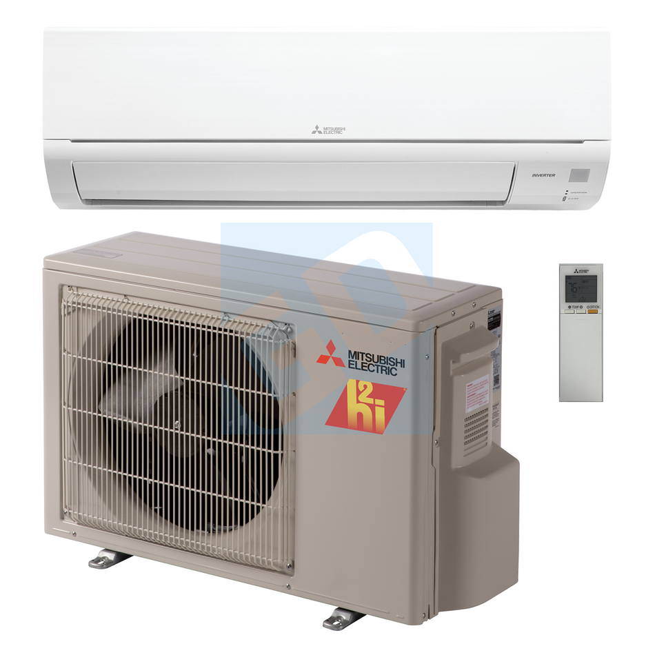 Mitsubishi GS 12,000 BTU 21.7 SEER2 Hyper-Heating Wall Mounted Heat Pump System - R410A