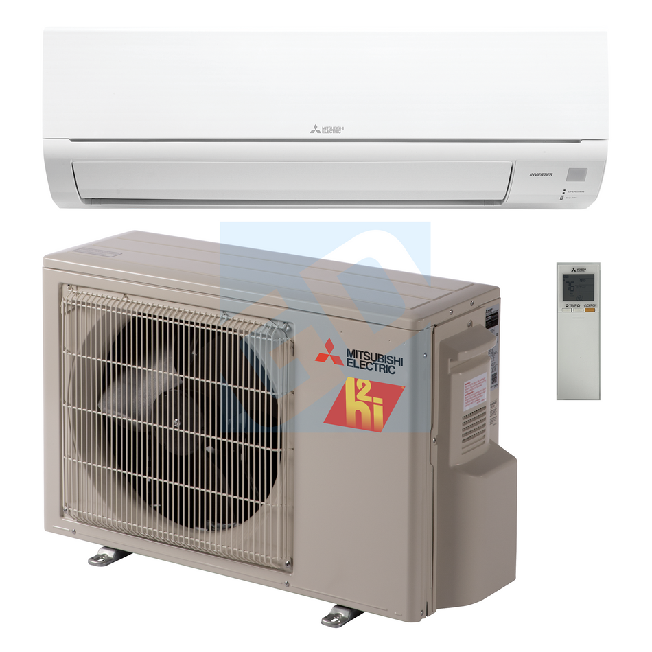 Mitsubishi GS 9,000 BTU 28.4 SEER2 Hyper-Heating Wall Mounted Heat Pump System