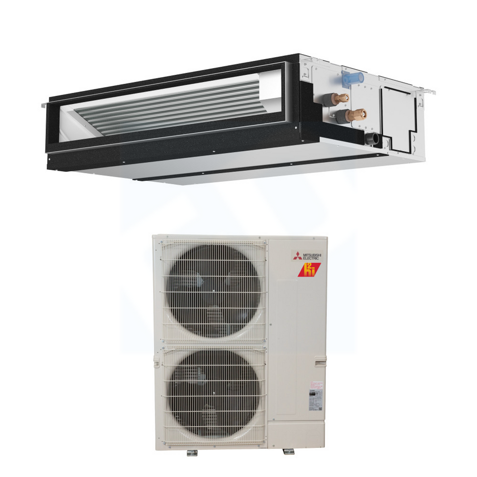 Mitsubishi PEAD-AA36NL & PUZ-AK36NL 36,000 BTU 21.7 SEER2 Horizontal-Ducted Hyper Heat Heat Pump System - R454B