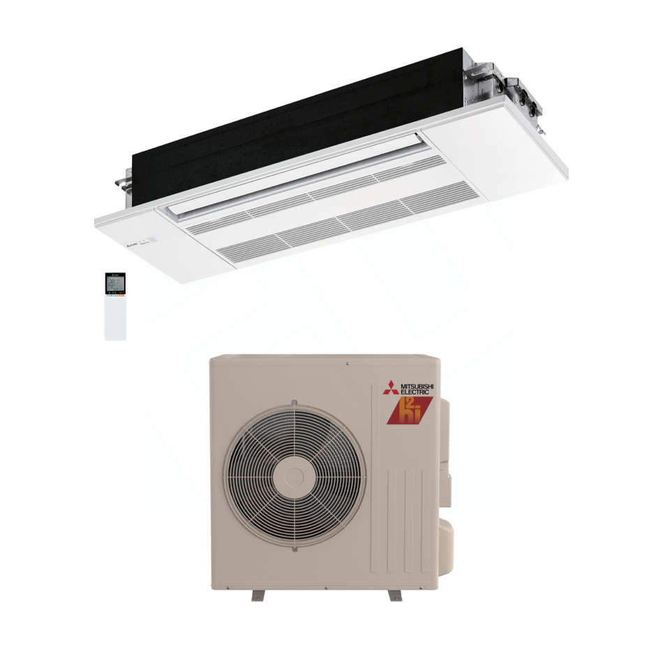 Mitsubishi MLZ-KX12NL & SUZ-AA12NLHZ 12,000 BTU 16.7 SEER2 One-Way Ceiling Cassette Hyper Heating Heat Pump System (w/ Grille) - R454B