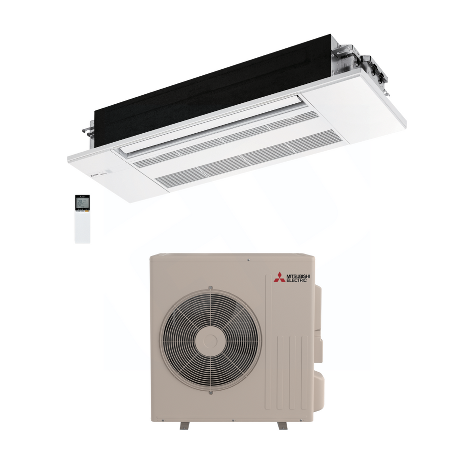Mitsubishi MLZ-KX12NL & SUZ-AA12NL 12,000 BTU 20.7 SEER2 One-Way Ceiling Cassette Heat Pump System (w/ Grille) - R454B