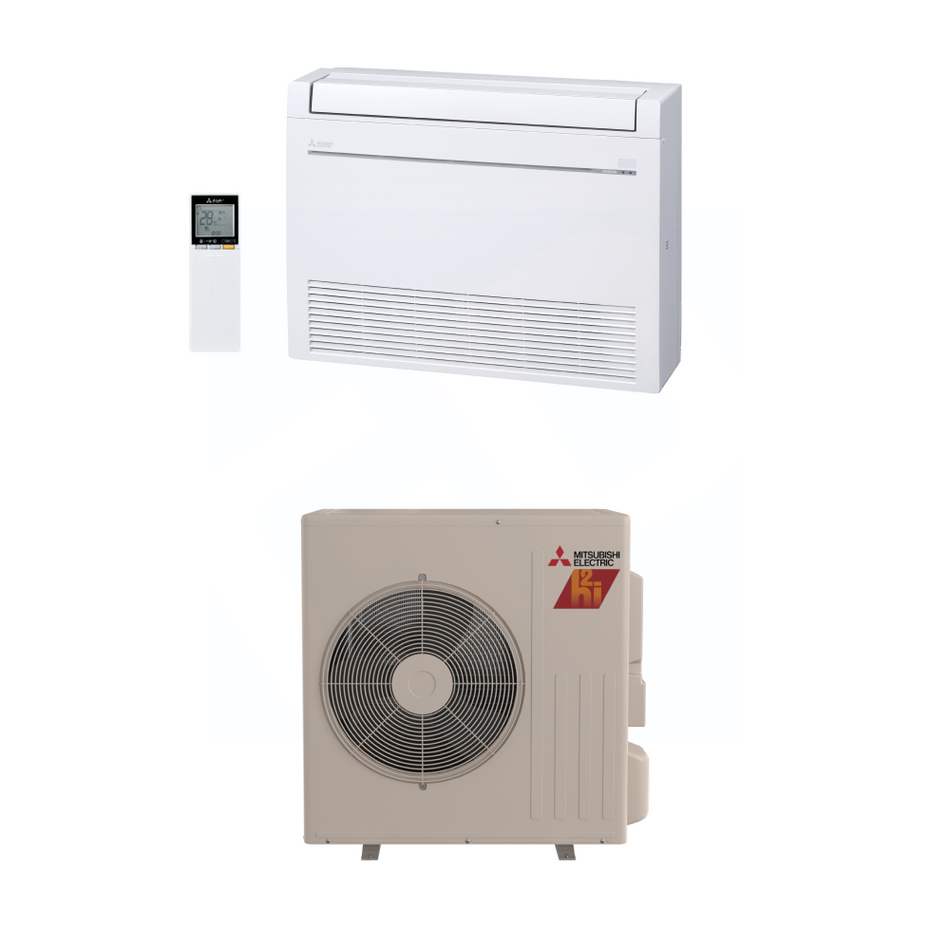 Mitsubishi MFZ-KX18NL & SUZ-AA18NLHZ 18,000 BTU 17.2 SEER2 Hyper Heat Floor-Mounted System - R454B