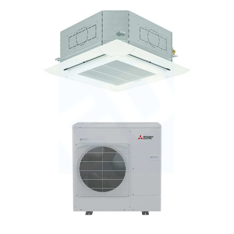Mitsubishi PLA-AE30NL & PUZ-AH30NL 30,000 BTU 21.9 SEER2 Ceiling Cassette Heat Pump System - R454B
