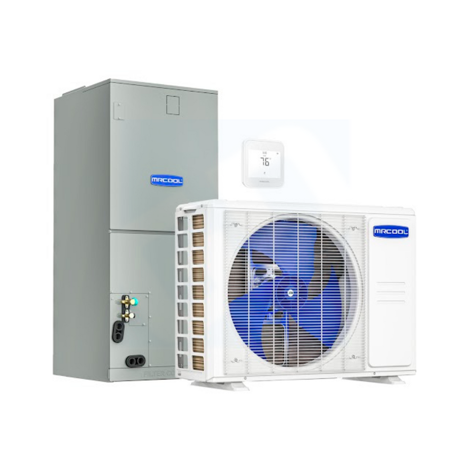 Mr. Cool CENTRAL-36-HP-MUAH230B00-O & CENTRAL-36-HP-C-230B00-O 36,000 BTU 17.4 SEER2 Hyper Heat Central Ducted Air Handler Condenser System - R454B
