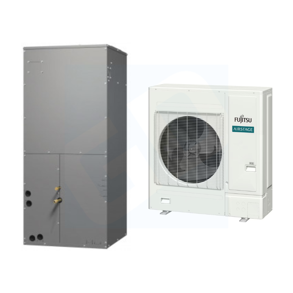 Fujitsu AMUH36KUAS & AOUH36KUAH1 36,000 BTU 18.3 SEER2 Multi-Position Air Handler Cold-Climate Heat Pump System - R32