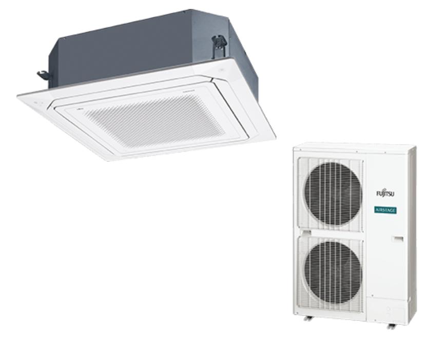 Fujitsu AUU48RGLX & AOU48RGLX 48,000 BTU 16.6 SEER Ceiling Cassette Heat Pump System