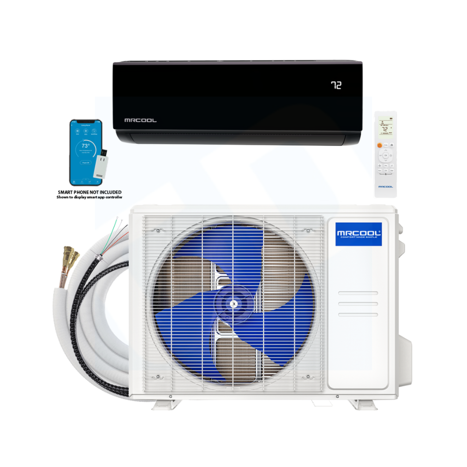 Mr. Cool DIYS-12-HP-115A11-O 12,000 BTU 17.5 SEER2 Select Black Wall Mounted Heat Pump System (115V) - R454B