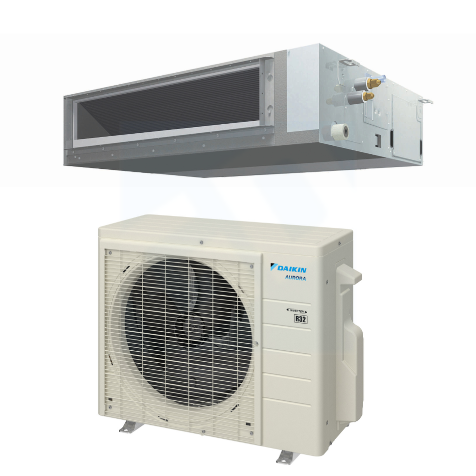 Daikin FDMA09AVJU9 & RXP09AVJU9 9,000 BTU 16.00 SEER2 Aurora Low Temperature Horizontal Ducted Single Zone Heat Pump System - R32