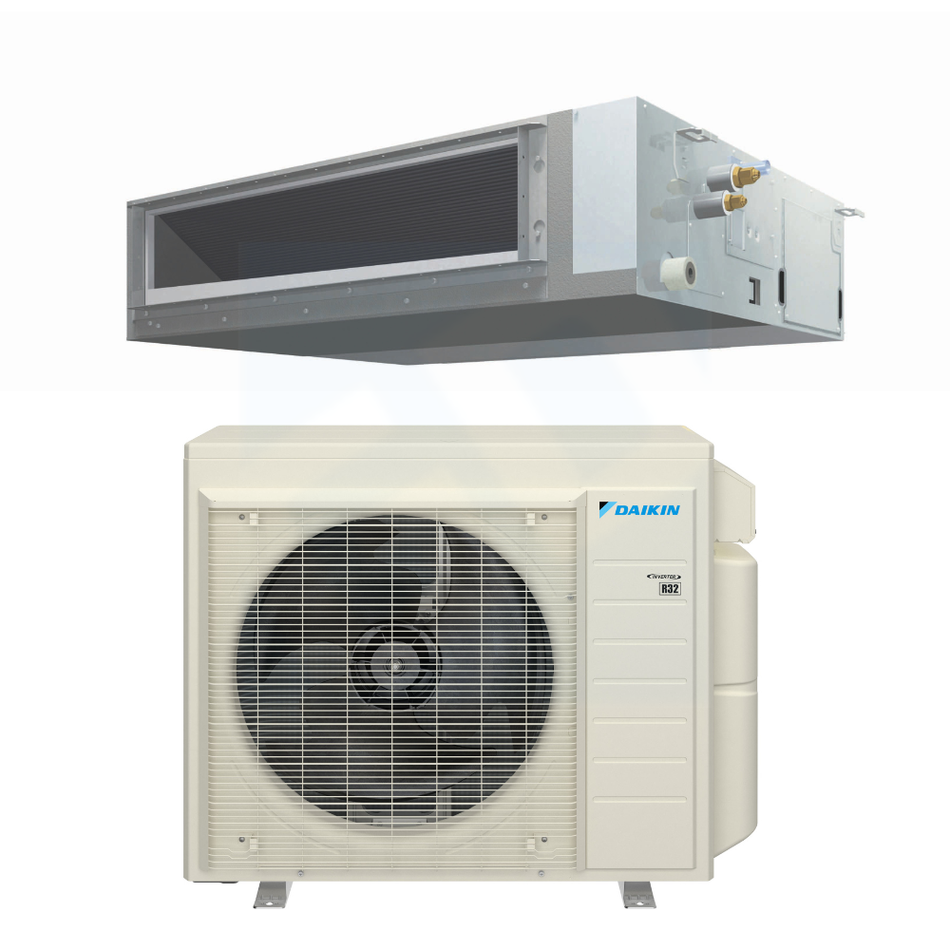 Daikin FDMA15AVJU9 & RXP15AVJU9 15,000 BTU 18.00 SEER2 Aurora Low Temperature Horizontal Ducted Single Zone Heat Pump System - R32