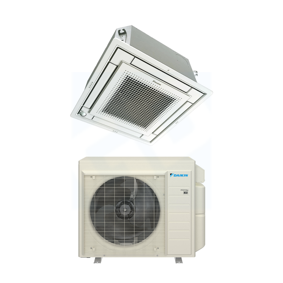 Daikin FFA15AVJU9 & RXV15AVJU9 15,000 BTU 19.6 SEER2 Four-Way Ceiling Cassette Heat Pump System (w/ Panel) - R32
