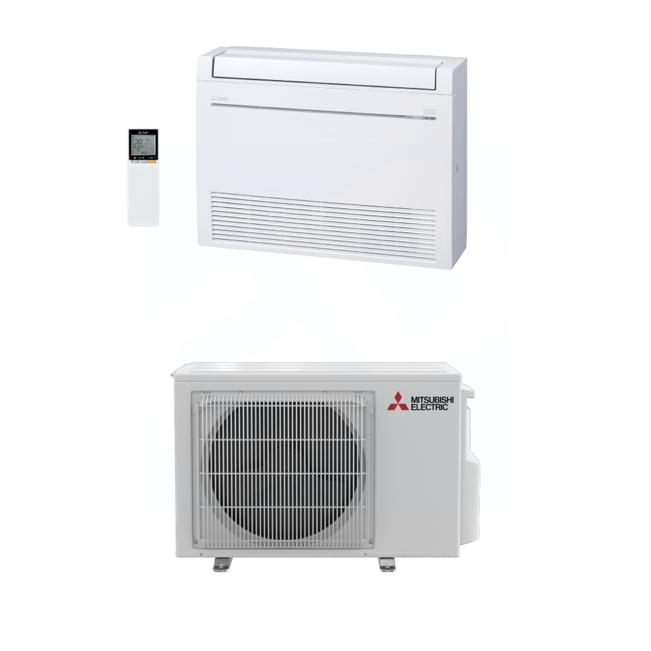 Mitsubishi KX 9,000 BTU 21.6 SEER2 Floor Mounted Heat Pump System