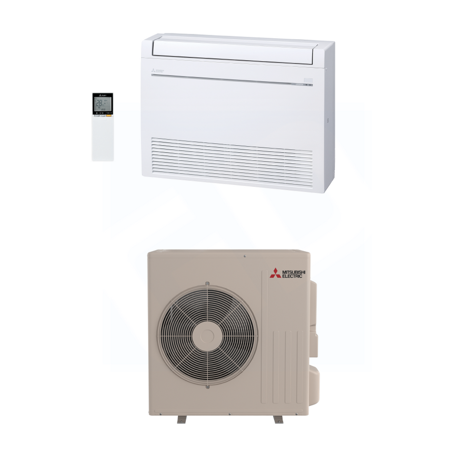 Mitsubishi KX 18,000 BTU 17.2 SEER2 Floor Mounted Heat Pump System