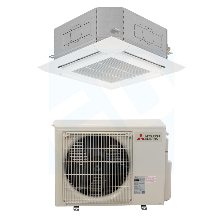 Mitsubishi P-Series 18,000 BTU 24.7 SEER2 Ceiling Cassette Cooling Only System PLA-AE18NL & PUZ-AK18NL