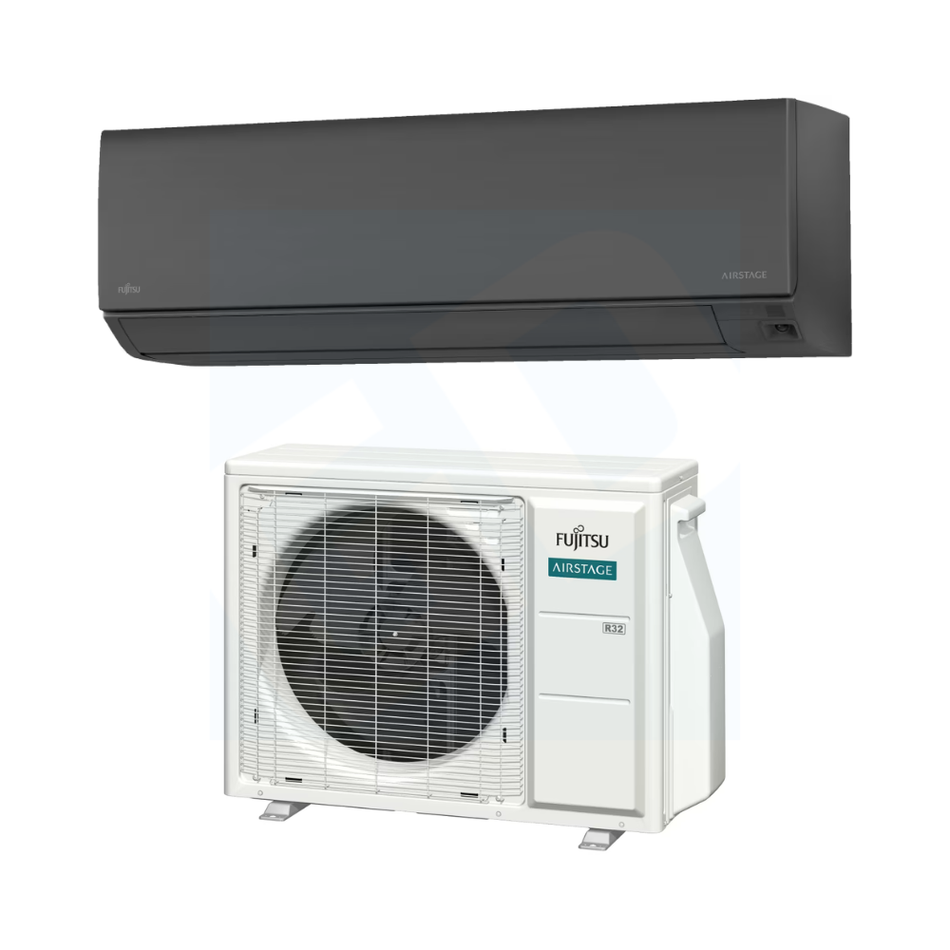 Fujitsu ASUH09KTAB & AOUH09KTAP1 9,000 BTU 33.5 SEER2 Wall Mounted Low Temperature Heat Pump System (Black) - R32