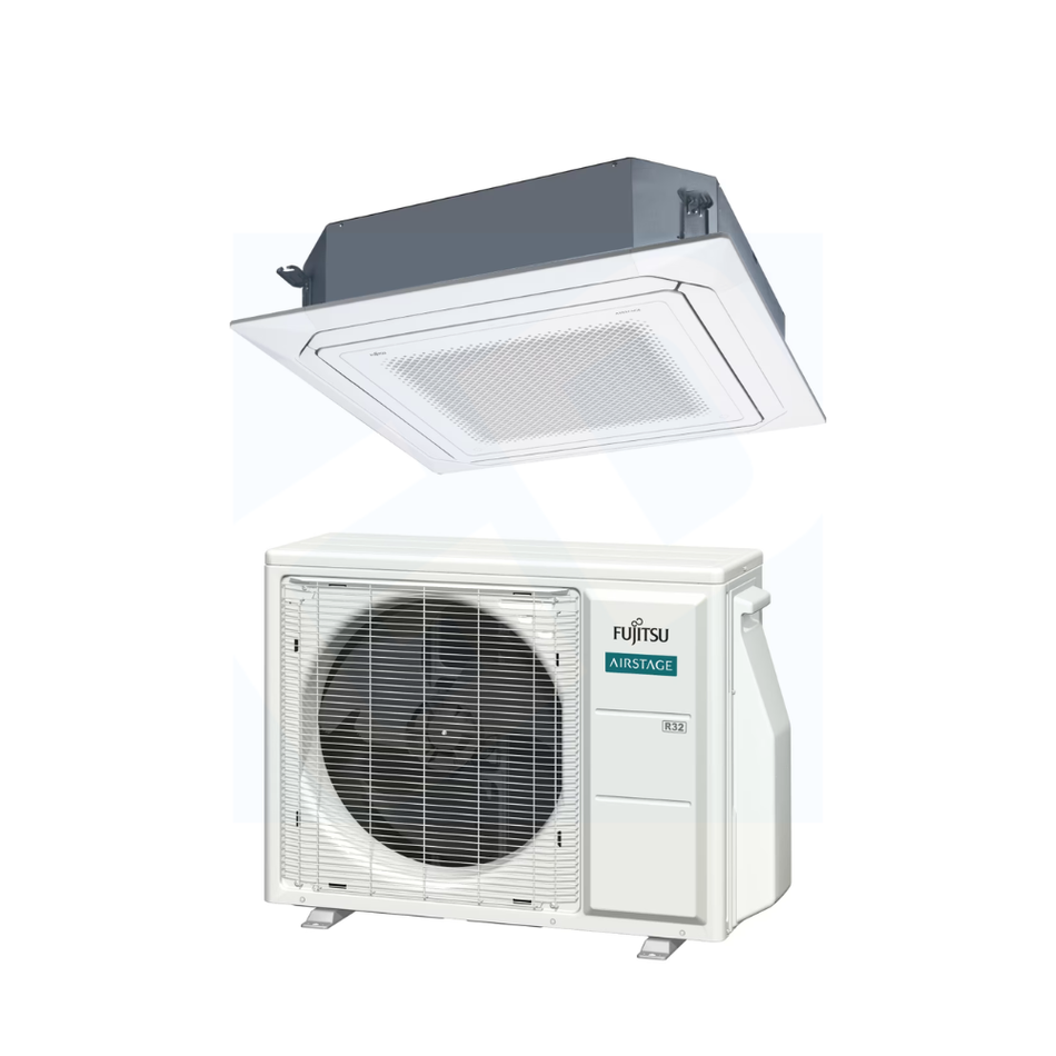 Fujitsu AUUH24KUAS & AOUH24KUBS1 24,000 BTU 23.2 SEER2 Circular-Flow Ceiling Cassette Heat Pump System - R32