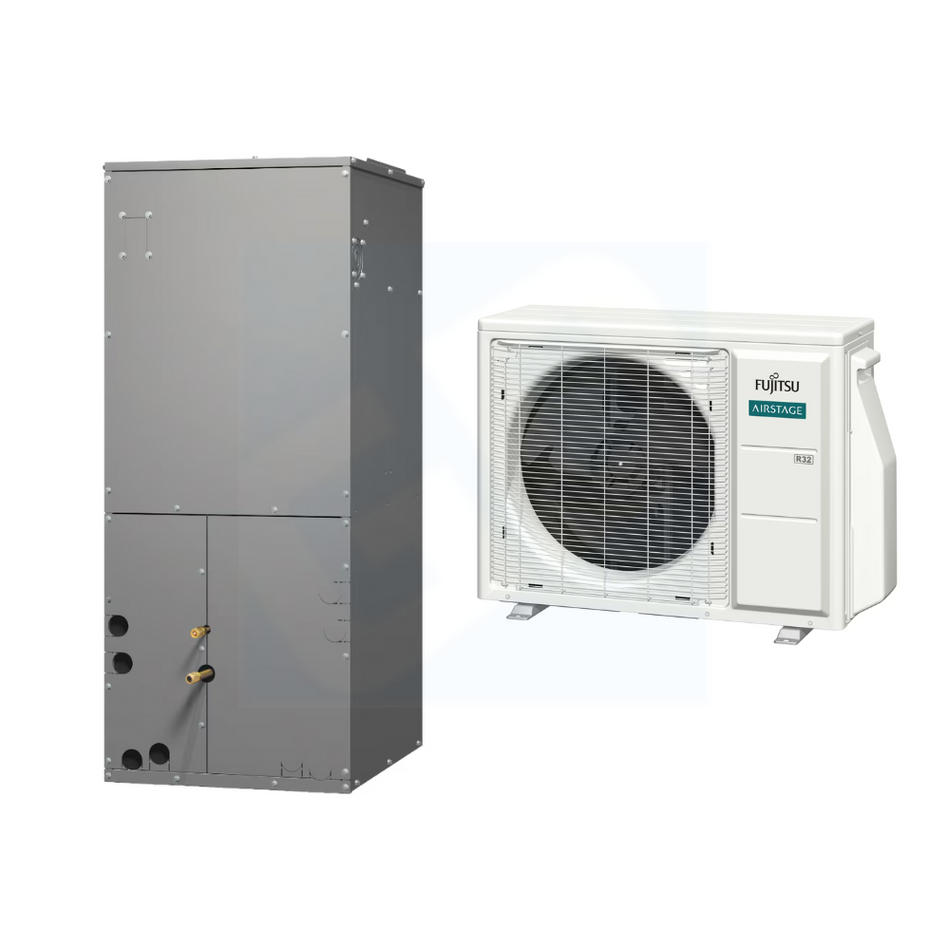 Fujitsu AMUH12KUAS & AOUH12KUAS1 12,000 BTU 19.9 SEER2 Ducted Multi-Position Air Handler Heat Pump System - R32
