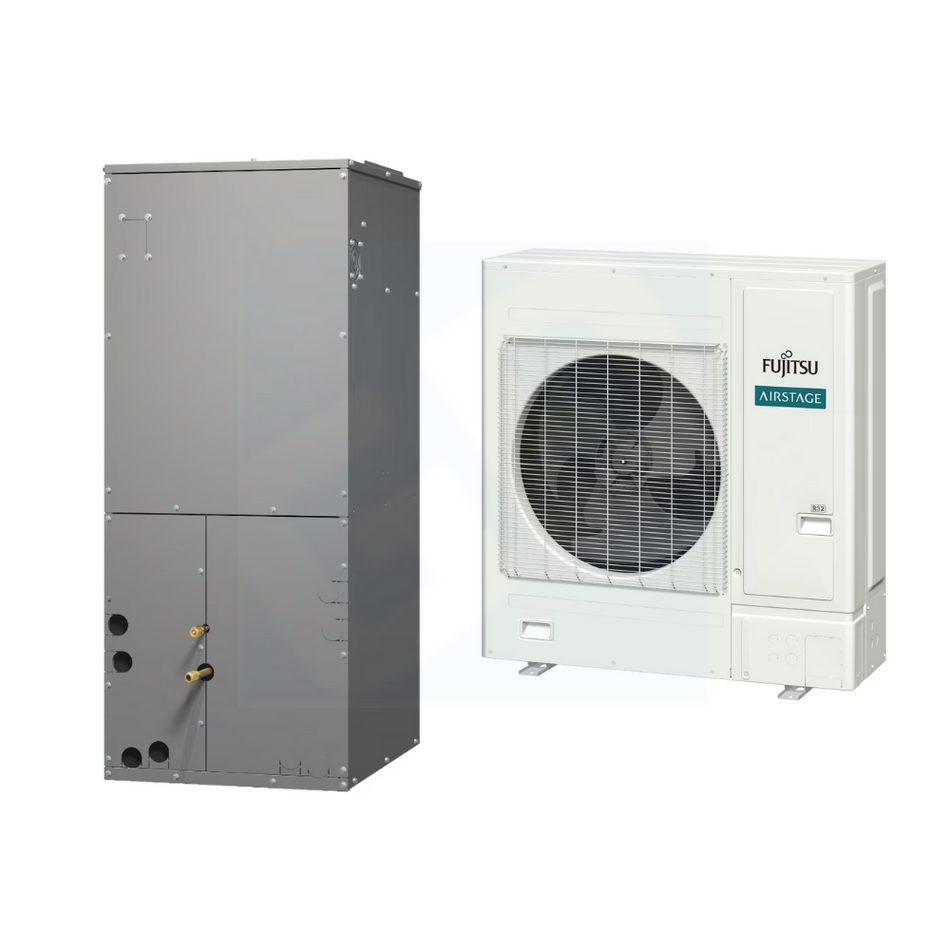 Fujitsu AMUH30KUAS & AOUH30KUAS1 30,000 BTU 19 SEER2 Ducted Multi-Position Air Handler Heat Pump System - R32