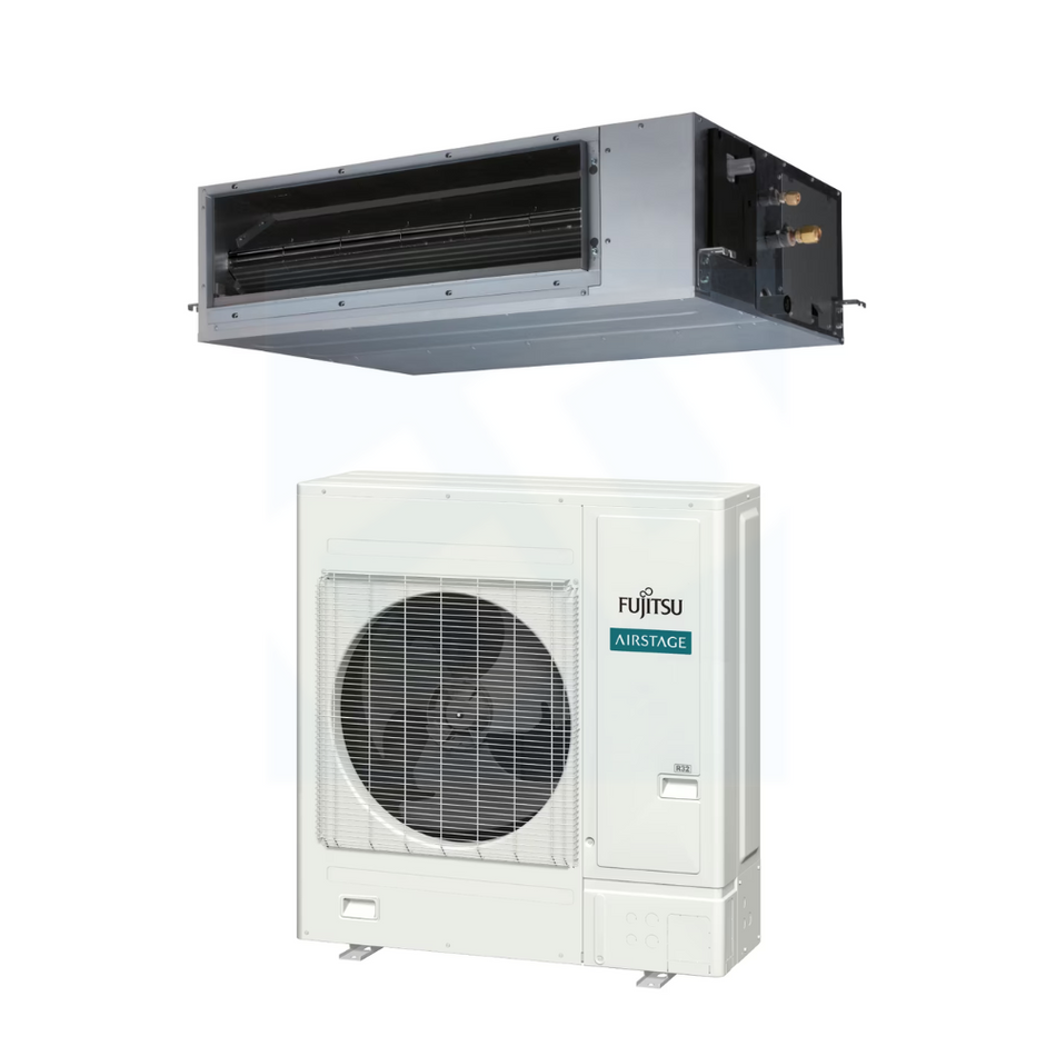 Fujitsu ARUH30KUAS & AOUH30KUAS1 30,000 BTU 18.5 SEER2 Mid Static Ducted Heat Pump System - R32