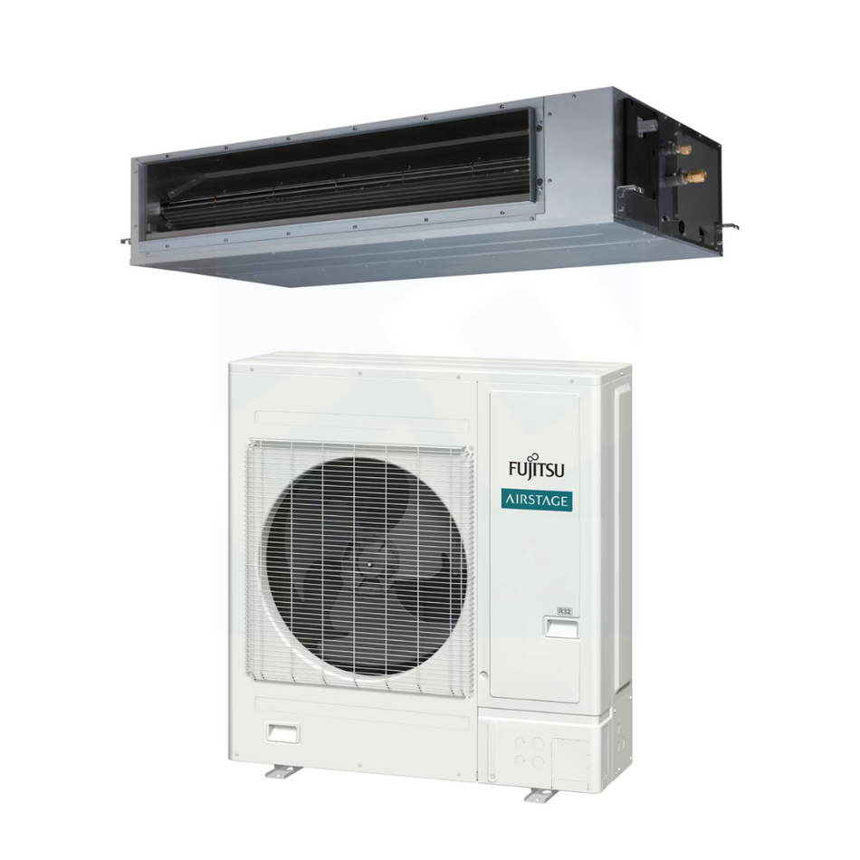 Fujitsu ARUH42KUAS & AOUH42KUAS1 42,000 BTU 17.3 SEER2 Mid Static Ducted Heat Pump System - R32