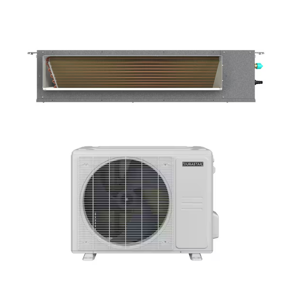 Durastar DRADH18F2A & DRA1H18S2A 18,000 BTU 18.4 SEER2 High Static Ducted Sirius Heat Heat Pump System - R454B