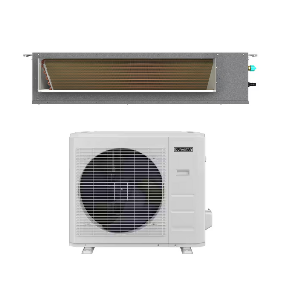 Durastar DRADH24F2A & DRA1H24S2A 24,000 BTU 19.0 SEER2 High Static Ducted Sirius Heat Heat Pump System - R454B