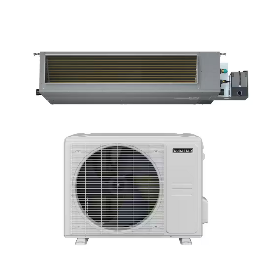 Durastar DRADL18F2A & DRA1H18S2A 18,000 BTU 18.0 SEER2 Low Static Ducted Sirius Heat Heat Pump System - R454B