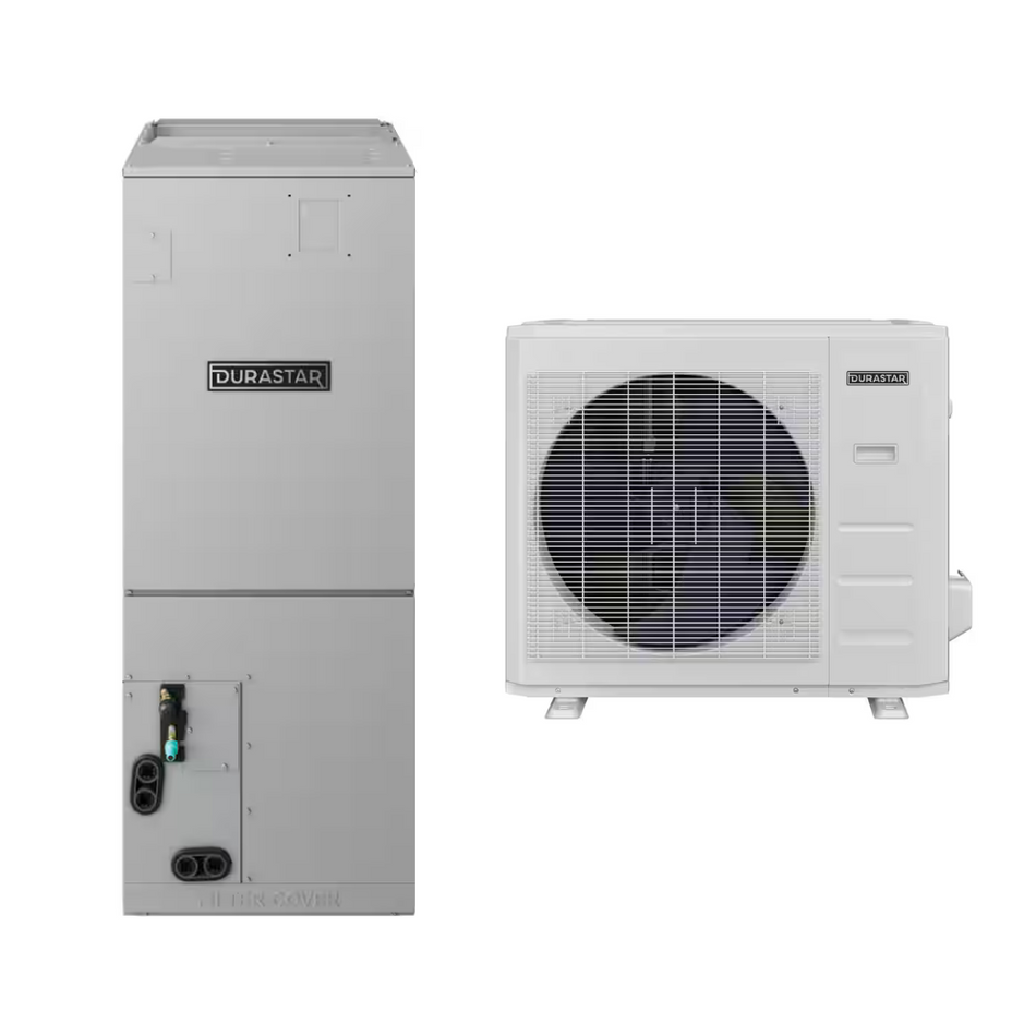 Durastar DRAM24F2A & DRA1H24S2A 24,000 BTU 18.7 SEER2 Multi-Position Air Handler Sirius Heat Heat Pump System - R454B