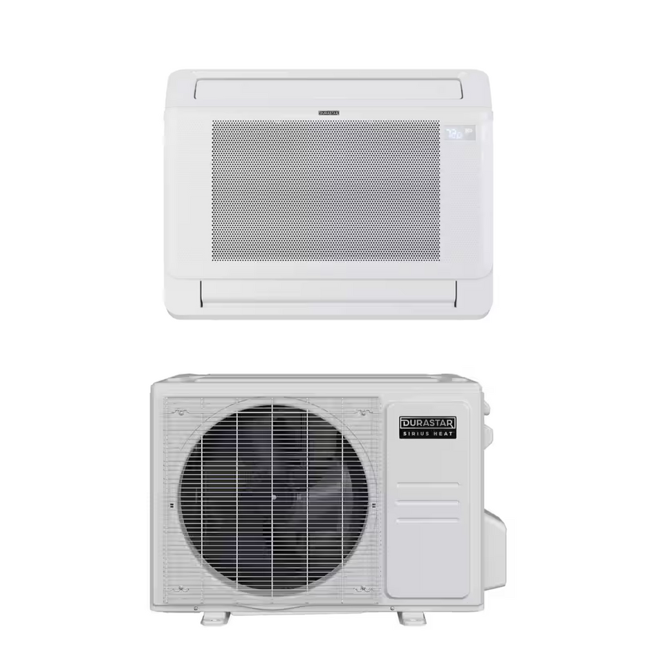 Durastar DRAS12F2A & DRA1H12S2A 12,000 BTU 25.0 SEER2 Floor Mounted Sirius Heat Heat Pump System - R454B