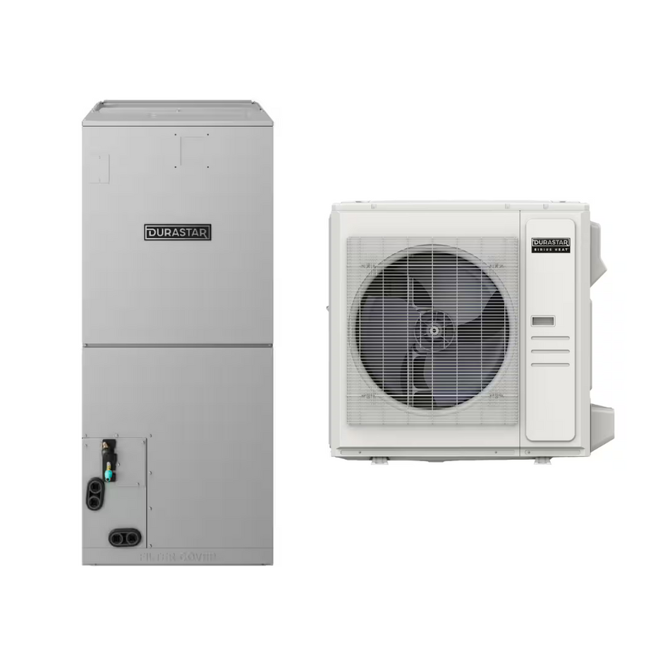 Durastar DRUM3036S2A & DRU1H36S2A 36,000 BTU 17.4 SEER2 Multi-Position Air Handler Sirius Heat Heat Pump System - R454B