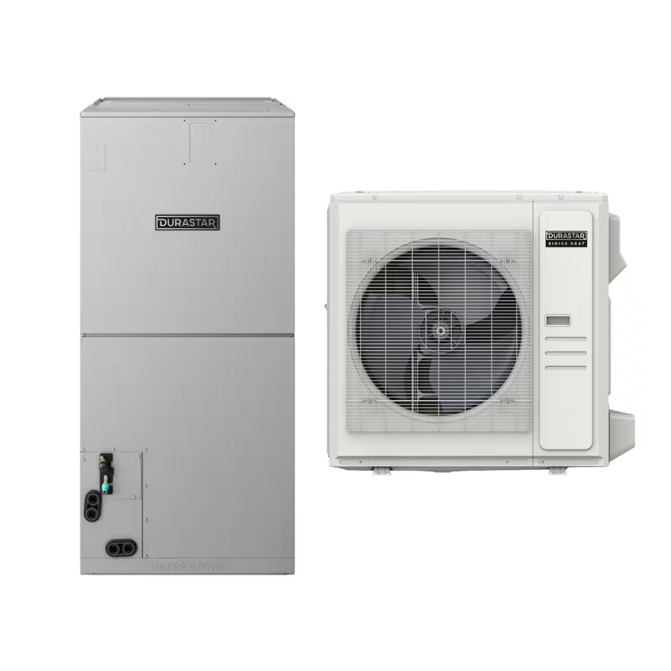 Durastar DRUM4260S2A & DRU1H48S2A 48,000 BTU 16.5 SEER2 Multi-Position Air Handler Sirius Heat Heat Pump System - R454B