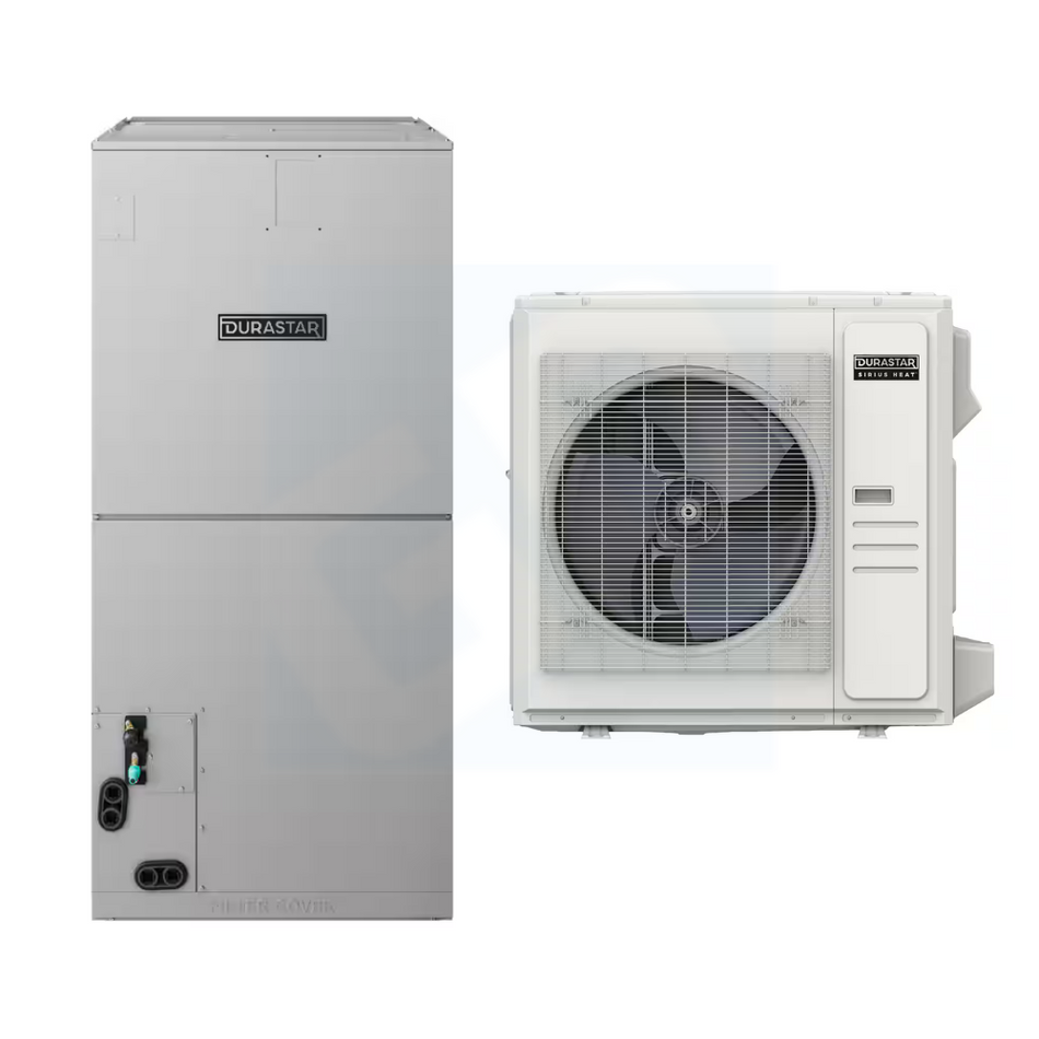 Durastar DRUM4260SWA & DRU1U42S2A 42,000 BTU 16.0 SEER2 Multi-Position Air Handler Side Discharge Heat Pump System - R454B