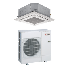 Mitsubishi 30,000 BTU Hyper-Heat Ceiling Cassette Single Zone Heat Pump Unit (PLA-A30EA7R1.TH & PUZ-HA30NKA7)